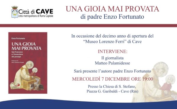 Decennale del Museo "Lorenzo Ferri". La presentazione del libro "Una gioia mai provata" di Padre Enzo Fortunato