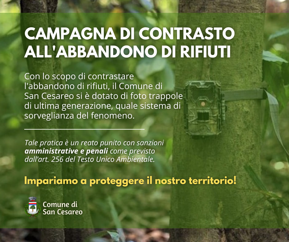 San Cesareo, campagna di contrasto all'abbandono di rifiuti