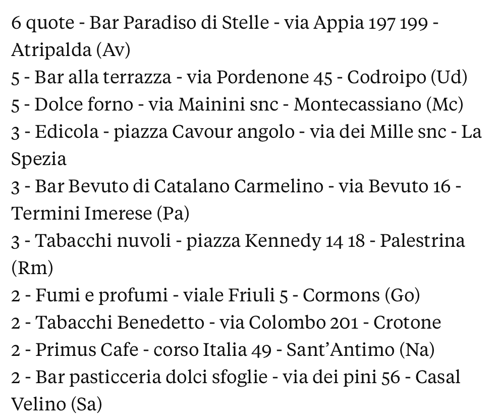 Superenalotto: vincita a Palestrina